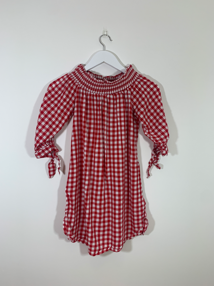 Red Gingham Bardot Top (Size 12)