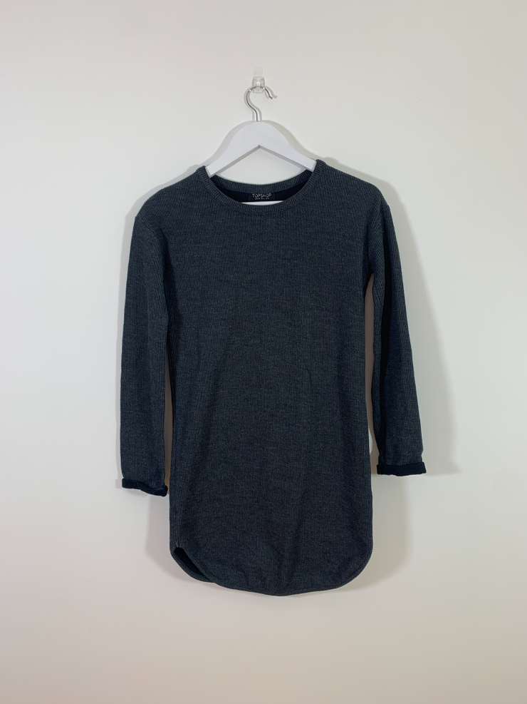 Ribbed Blue Long Sleeve Dress (Size 8)