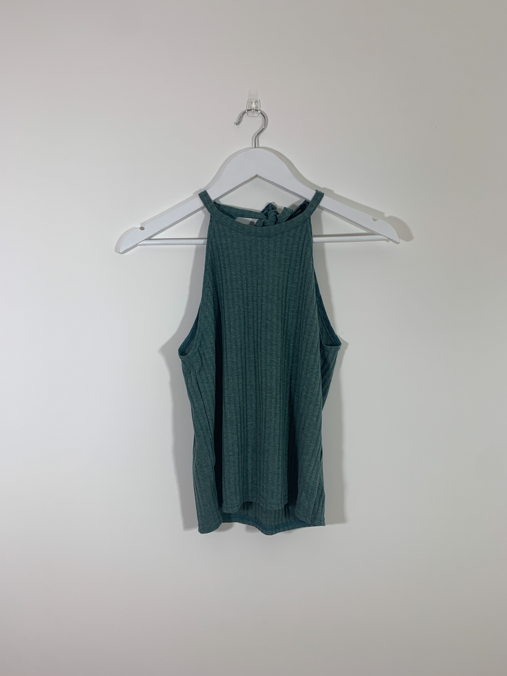 Green Ribbed Strappy Top (Size 8)