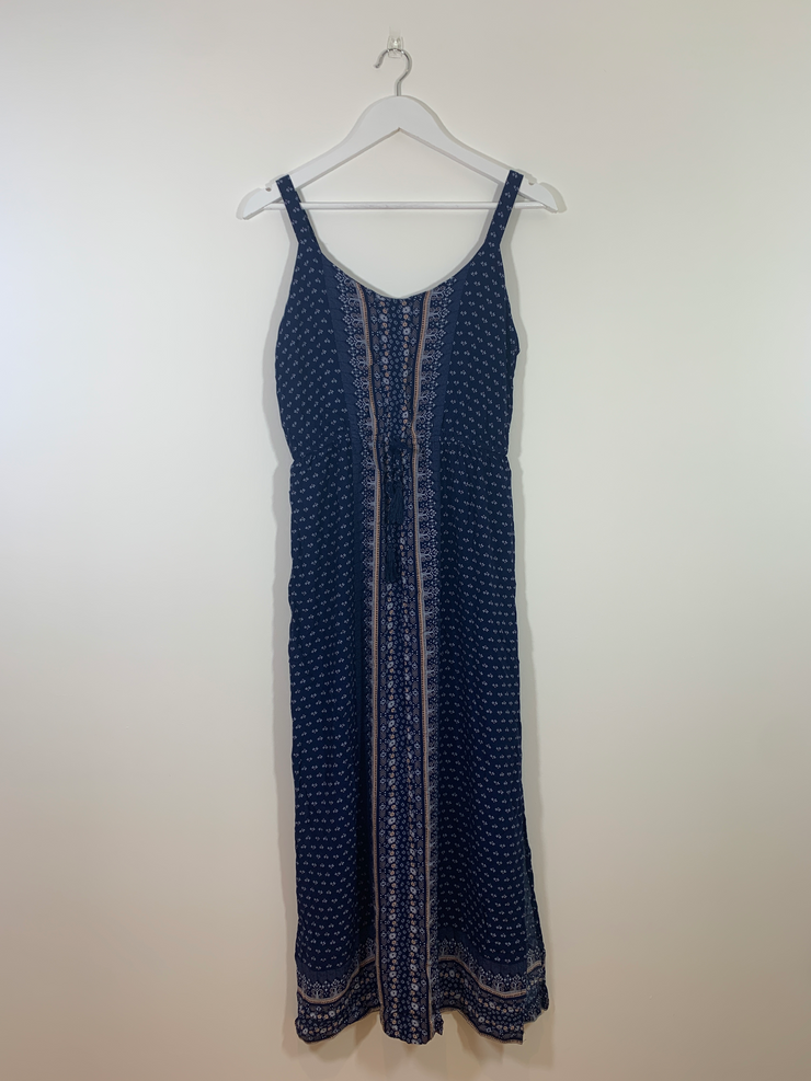Blue Patterned Maxi Dress (Size 14)