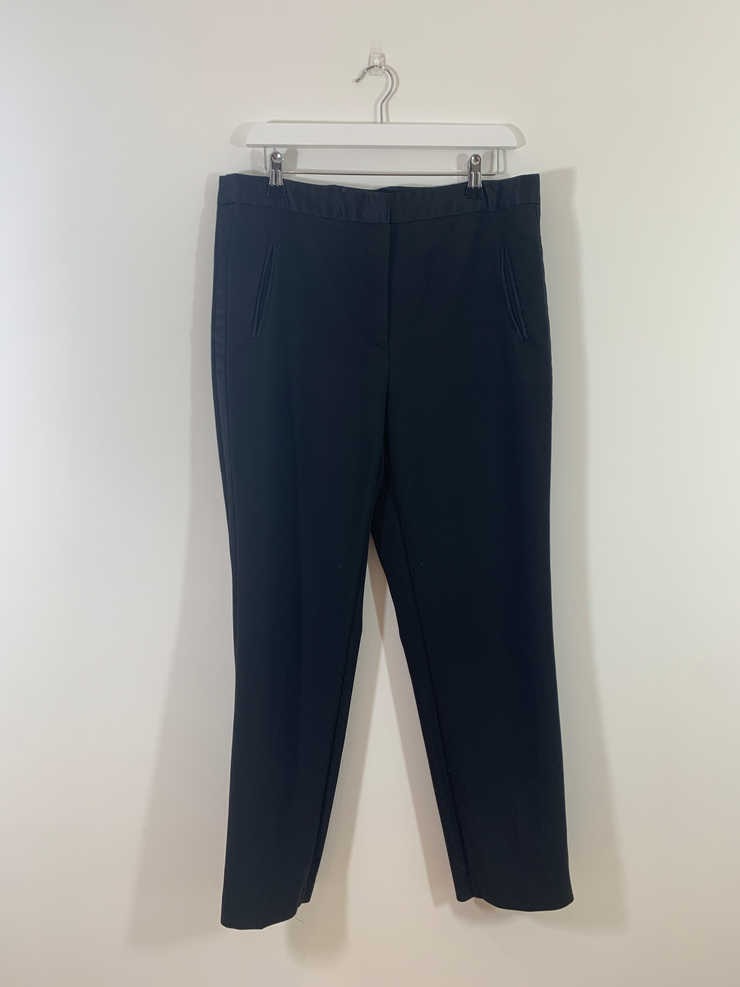 Satin Trimmed Black Trousers (Extra Large)