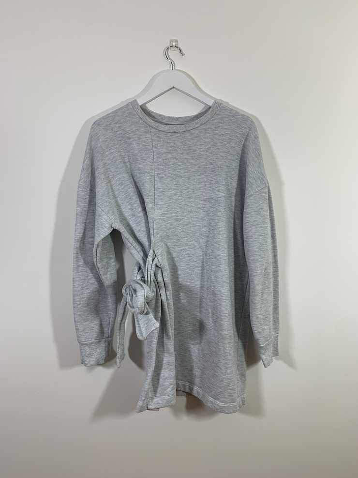 Grey Jumper Dress with Tie Side (Size 14)